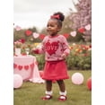 thumbnail image 3 of BemeyourBBs Kids Toddler Baby Girls Valentines Outfits Long Sleeve Heart Striped Pullover Sweatshirt Skirt Set 2Pcs Cute Little Girls Spring Clothes, 3 of 9
