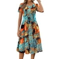 thumbnail image 3 of Fantaslook Summer Dresses for Women Casual Short Sleeve Pleated Dress Flowy Floral Dress with Pockets Flare Midi Sundress, 3 of 9