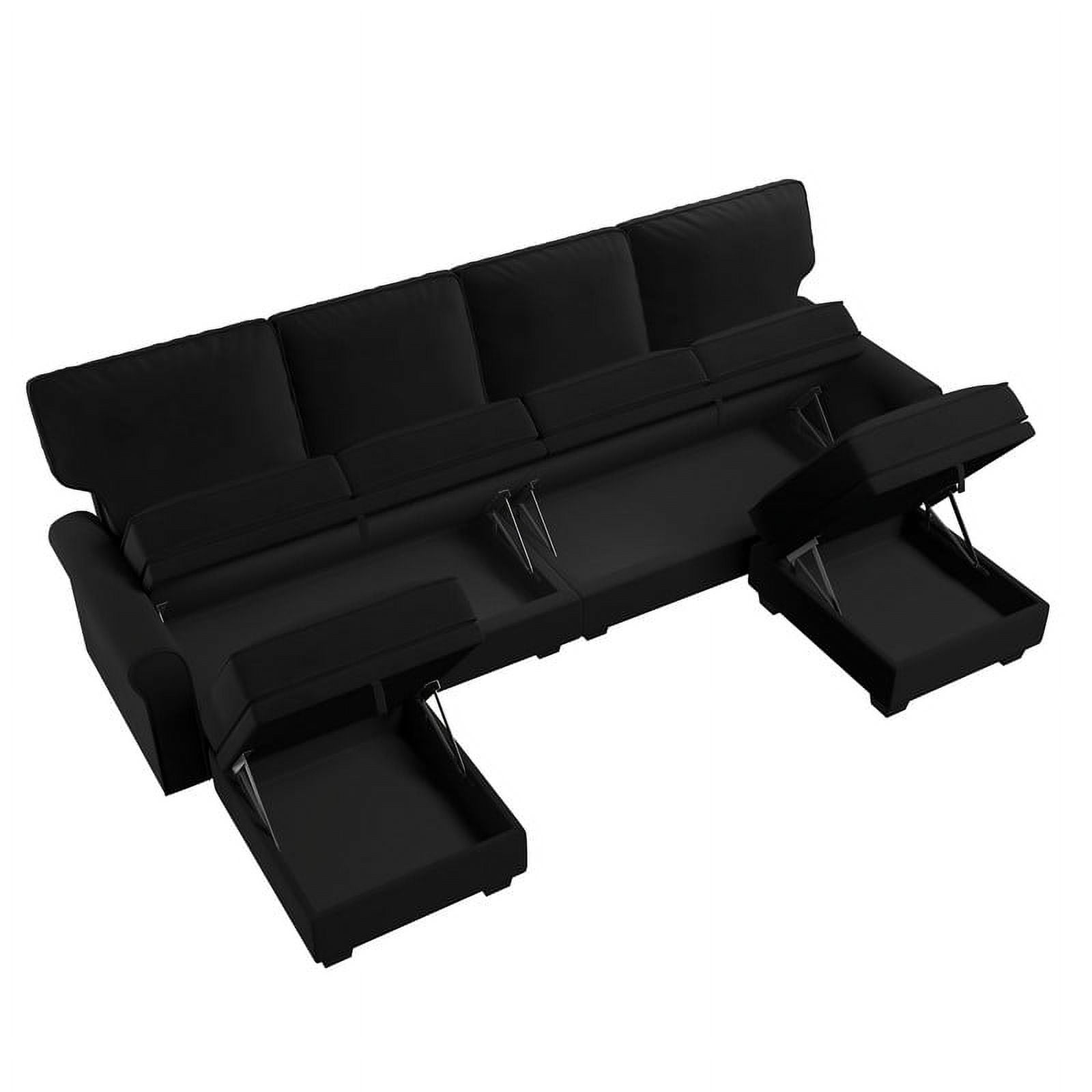 "Honbay Unisex 102.4"" Black Sectional Sofa with Armrests and Chaise, 100% Polyester"