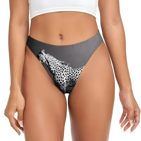 Adobk Monochrome Leopard Horse Print Seamless Women Underwear Thongs No Show Ladies Thong No Line Breathable Comfortable Panties Undies for Women-3X-Large