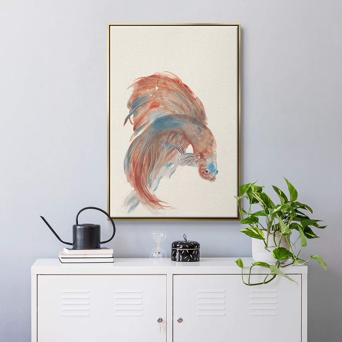 Betta III Framed Premium Gallery Wrapped Canvas - Ready to Hang - 17 x 25 - Gold Floating Frame