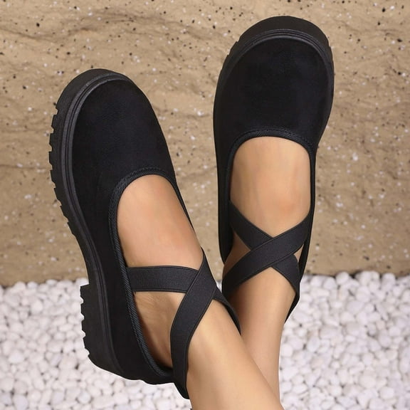 Wensltd Dress Shoes for Women Slip On Comfort Chunky Walking Shoes