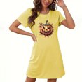thumbnail image 1 of Pyjama d'Halloween pour Femmes, Grande Taille, Chemise de Nuit Courte avec Imprimé Poitrine et Col Rond, Vêtements de Nuit Confortables pour Tenue Décontractée, 1 of 3