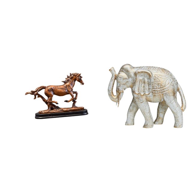 Figura de caballo,Figura coleccionable de caballo en miniatura,Adorno de caballo de resina,estatua de animal,decoración para el hogar,Figura de elefante,Escultura rústica de elefante tallada