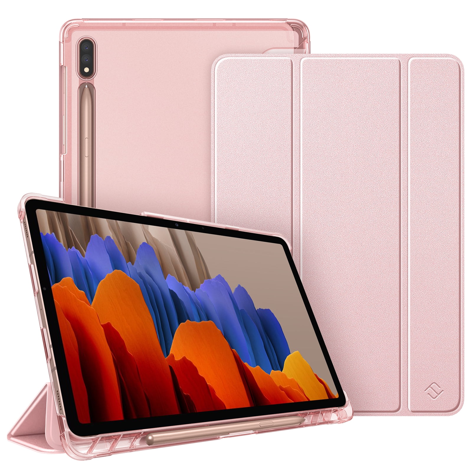 Slim Case for Samsung Galaxy Tab S7 11'' 2020 Model SM-T870(Wi-Fi) SM-T875(LTE) with S Pen Holder, Fintie Lightweight Translucent Frosted Back Cover Stand, Auto Wake/Sleep