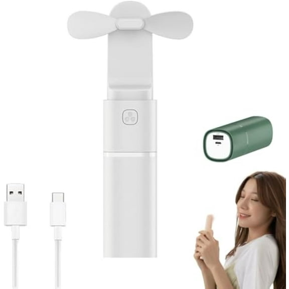 Techcandy Easy Breezy Portable Fan, Techcandy Fans, USB Handheld Rechargeable Silent Small Fan, Lipstick Mini Portable Electric Fan (White)
