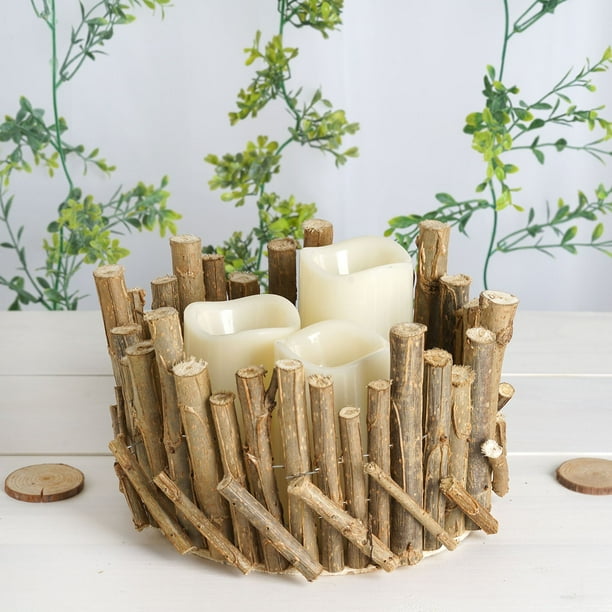 Efavormart 10 Round Natural Wood Candle Holder Flower Vase Rustic Centerpiece Com Efavormart 10 Round Natural Wood, Round Candle Holder Centerpiece