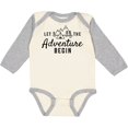 thumbnail image 3 of Inktastic Let the Adventure Begin with Camping Tent and Mountains Boys or Girls Long Sleeve Baby Bodysuit, 3 of 5
