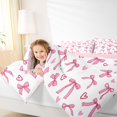 thumbnail image 3 of Manfei Pink Bow Love King Size Comforter Sets,Romantic Themed Comforters King Size,Pink Reversible,3 Pieces,1 Comforter and 2 Pillowcases, 3 of 7
