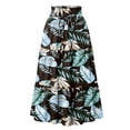 thumbnail image 2 of Women's Floral Midi Skirt, Drawstring High Waist Tiered Pleated Skirt, Casual Boho Skirt for Vacation, Daily Wear and Spring Outfits,Navy,M, 2 of 7