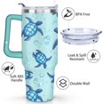 thumbnail image 3 of 40oz Cute Ocean Life Turtle Stainless Steel Flip Straw Tumbler Spill Proof Travel Cup Double Wall Vacuum Insulated Coffee Mug with Top Handle, 3 of 6