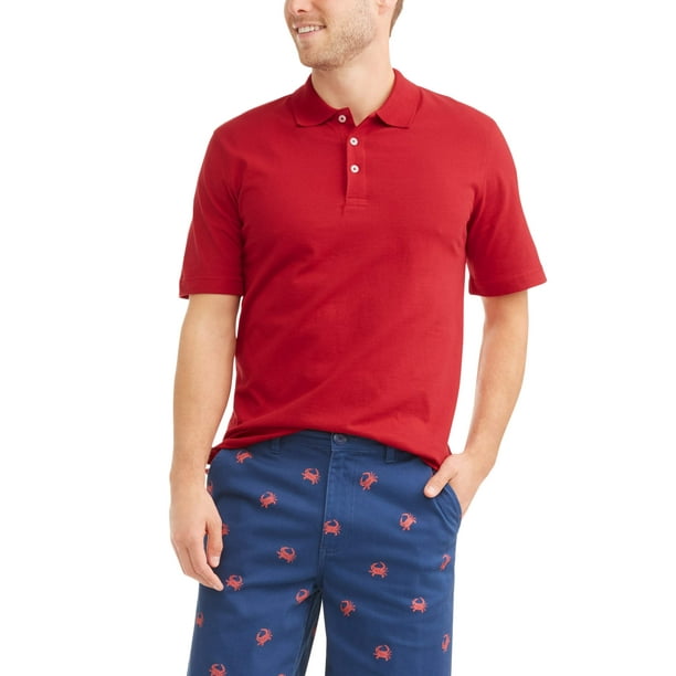 Men's Short Sleeve Solid Jersey Polo, Up To 5Xl