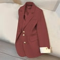 thumbnail image 2 of Womens Blazer Business Office Jacket Casual Slim Fitting Notched Lapel Open Front Long Long Sleeve Work Button Down Cardigan Watermelon Red XL, 2 of 4