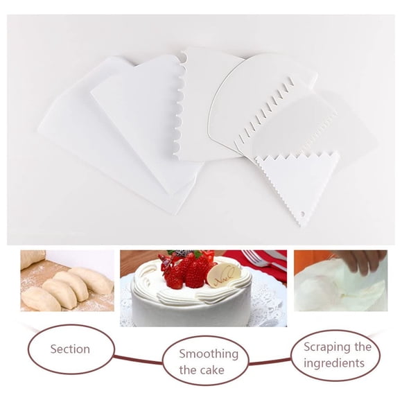 7Pcs Plastic Cake Edge Scrappers Cutters Smoother Tool Set Dough Scraper Cake Scraper for Baking Cake