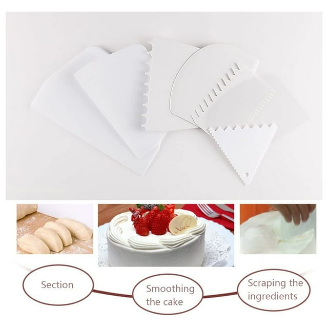 7Pcs Plastic Cake Edge Scrappers Cutters Smoother Tool Set Dough Scraper Cake Scraper for Baking Cake