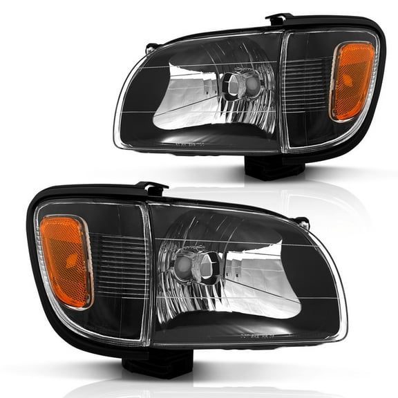 TopAutoGear for 2001 2002 2003 2004 Toyota Tacoma Headlights assembly Black Housing Clear Lens with Amber Reflector Headlight Replacement Driver and Passenger Side