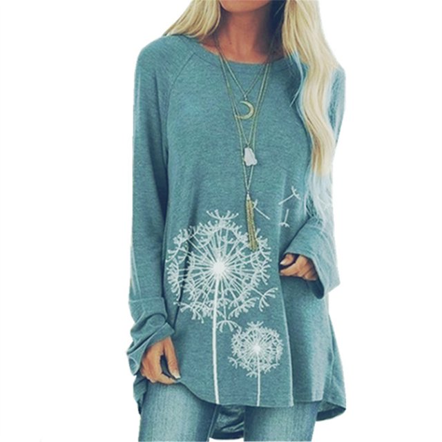 Tops con estampado de flores para mujer, Camiseta holgada de manga larga con cuello en V, ropa informal Vintage para mujer, camisetas que combinan con todo 2022