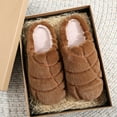 thumbnail image 6 of Leozcaa Womens Slippers Splicing Winter Warm with Memory Foam Fluffy House Shoes Platform Indoor Bedroom, 6 of 8