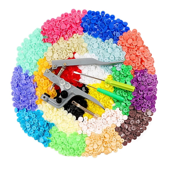 ilauke 400 juegos de botones a presión con alicates a presión T5, broches de plástico, botones sin costura, sujetadores para ropa, pañales, baberos, chubasquero, manualidades