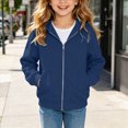 thumbnail image 5 of Staki Girls Lightweight Zip-Up Hoodie for Kids Soft Casual Hooded Sweatshirt 4-15Y(Navy,4-5 Years), 5 of 7