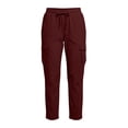 thumbnail image 4 of TtopsQueen Women Cargo Jogger Pants, Elastic Waist Drawstring Cropped Trousers with Multi Flap Cargo Pockets, Lightweight Outdoor Hiking Travel Bottoms Wine,M, 4 of 4