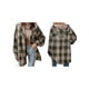 thumbnail image 2 of Chaqueta de Franela con Capucha para Mujer, Estilo Cuadros, Abrigo Grueso de Invierno, con Botones, Cálida y Suave, de Forro . Verde Oliva M, 2 of 6