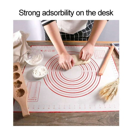- Nonstick Food Grade Slicone Knead Dough Rolling Mat Dual Scales Measurement Baking Pad Kitchen Accessory Pink