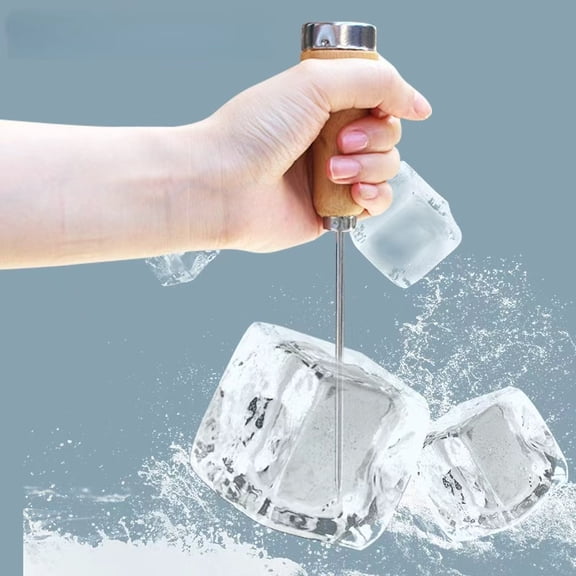 Stainless Steel Ice Pick Punch Crusher Icing Breaker Wooden Handle Kitchen Tool