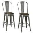 thumbnail image 4 of DHP Luxor 24" Metal Counter Height Bar Stool with Wood Seat, Gun Metal, Set of 2, 4 of 9