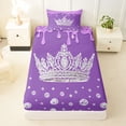 thumbnail image 3 of Erosebridal 3D Princess Crown Twin Sheet Sets,Purple Sequin Print Bedding For Girls Kids 3 Pieces, 3 of 6
