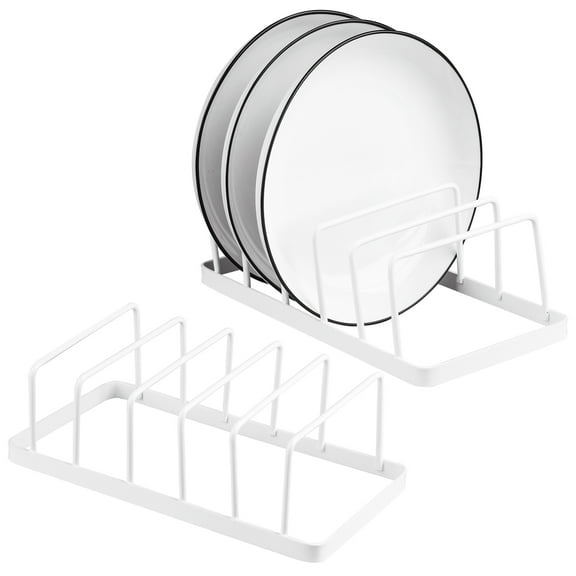 Tomorotec Dish Plate Storage Drainboard 2-Pack, Alloy Steel Kitchen Pot Lid Holder Dish Plate Drying Rack Drainer Stand Multifunctional Cabinet Organizer