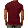 thumbnail image 5 of V Neck T Shirts Men Stylish Casual Short Sleeve T-Shirt Summer Breathable Lightweight Regular Fit Beach T Shirt with Pocket Wine 2XL, 5 of 9