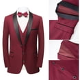 thumbnail image 3 of Beauty Emily Mens 3-Piece Suit Notched Lapel One Button Slim Fit Formal Jacket Vest Pants Set, 3 of 6