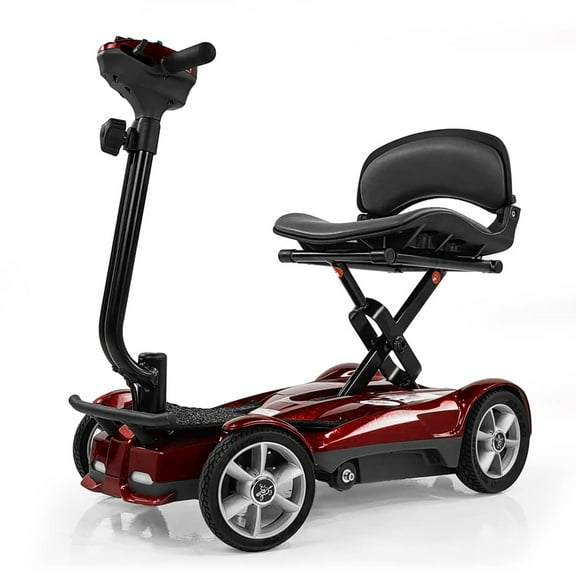 EV Rider Transport AF 4W - Lightweight Automatic Folding Mobility Scooter - Metallic Red