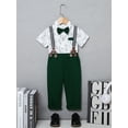 thumbnail image 4 of SANMIO Toddler Baby Boy Clothes Suit Gentleman Wedding Formal Dress Outfits,  Shirt with Bowtie + Suspender Pants 1-5 Years, 4 of 6