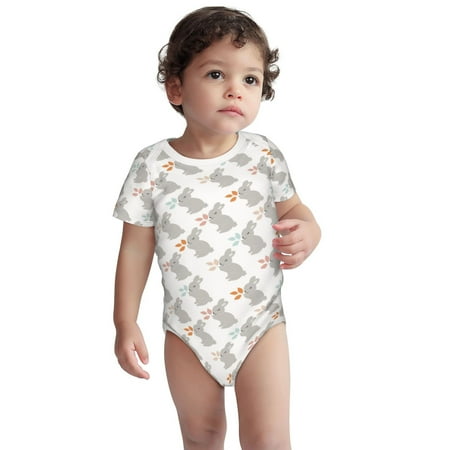 

Fotbe Gray Rabbit Pattern Unisex-baby Short-sleeve Bodysuit Short Sleeve Bodysuits One-piece 100% Organic Cotton for Infant Baby Boys Unisex-3 Months