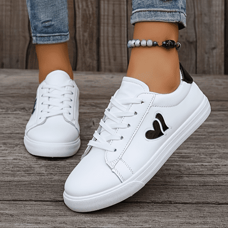

DONGGTG Stylish Heart Pattern Low Top Skate Shoes for Casual Outdoor Walking All-Match Flat Sneakers