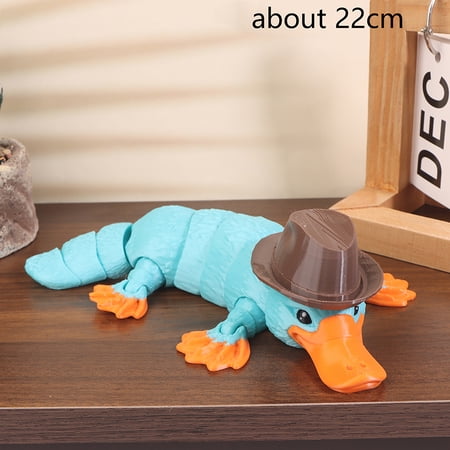 3D Printed Articulated Platypus Ornament Decoration Toy With Hat New Unique Gift Figurine Model