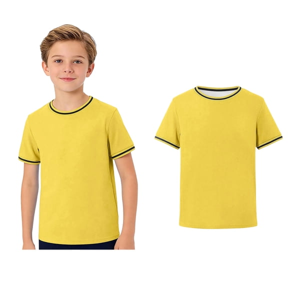 Boys Tshirt Short Sleeve Yellow Boys Tee Shirts Loose Soft Boys Summer T-Shirts Clothes for Kids 13-14 Years