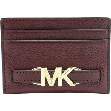 MICHAEL KORS 35S3G6RD3B REED DARK CHERRY WITH GOLD HARDWARE PEBBLED LEATHER WOMEN'S CARD CASE WALLET