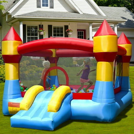 costway inflatable moonwalk slide bounce house with storage bag