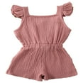 thumbnail image 2 of Toddler Baby Girls Fly Sleeve Ruffled Waistband Romper Outfits, 2 of 4