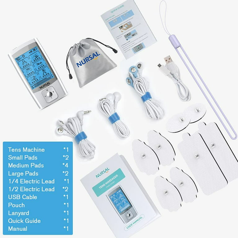 NURSAL TENS Unit Muscle Stimulator W8 Pads 24 Modes Pain Relief Therapy  Massager