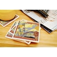 thumbnail image 3 of Santa Cruz, California, Beach Boardwalk (Absorbent Ceramic Coasters Set of 4 Matching Images, Cork Back, Kitchen Table Decor), 3 of 3