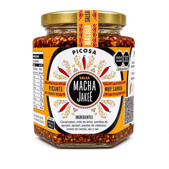 Salsa Macha Jakee Picosa de Chile de Árbol y Semillas Artesanal Frasco 250 g  sin gluten
