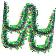 SKYSONIC Christmas Tinsel Garland Thick Xmas Tree Decorations Hanging Metallic Foil Garland for Christmas Party Indoor 33FT