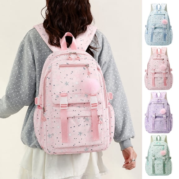 Colorful Solid Backpack with Cute Front Pocket Lightweight Waterproof Elementary School Bookbag for Age 6t 8t 10t, 12th 14th