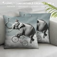 thumbnail image 3 of Fenyluxe Elephant Bicycle Ball Pillow Covers Short Plush 1PC Square Design Indoor Outdoor Home Decoration 12x12in, 3 of 5