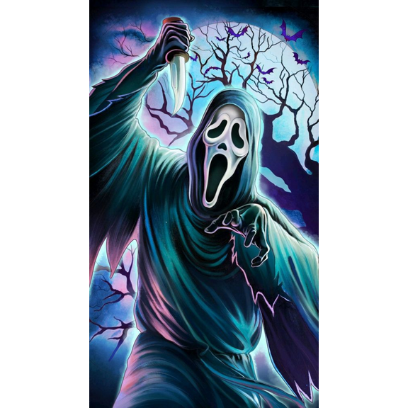 Horror Movie Diamond Art Painting Kit - For Beginners Full Diamond Diamond Dot Painting, Round 5D Diamond Painting Picture Gemstone DIY Adult Crafts 12x16inch