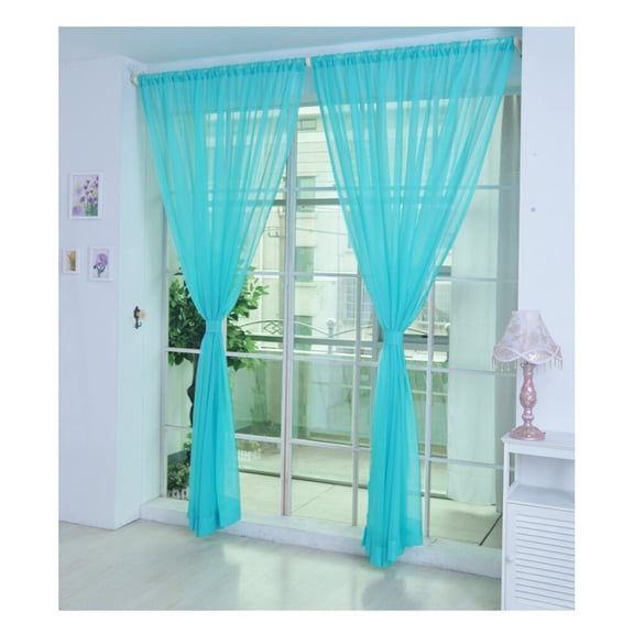 HEATSHAKING Transparent Sky Blue Window Screen Sheer Voile Curtains for Bedroom Windows
